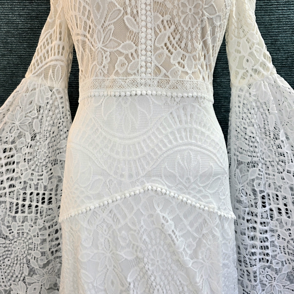 Bohemian Bell Sleeve Wedding Dress - Picture 8 of 16